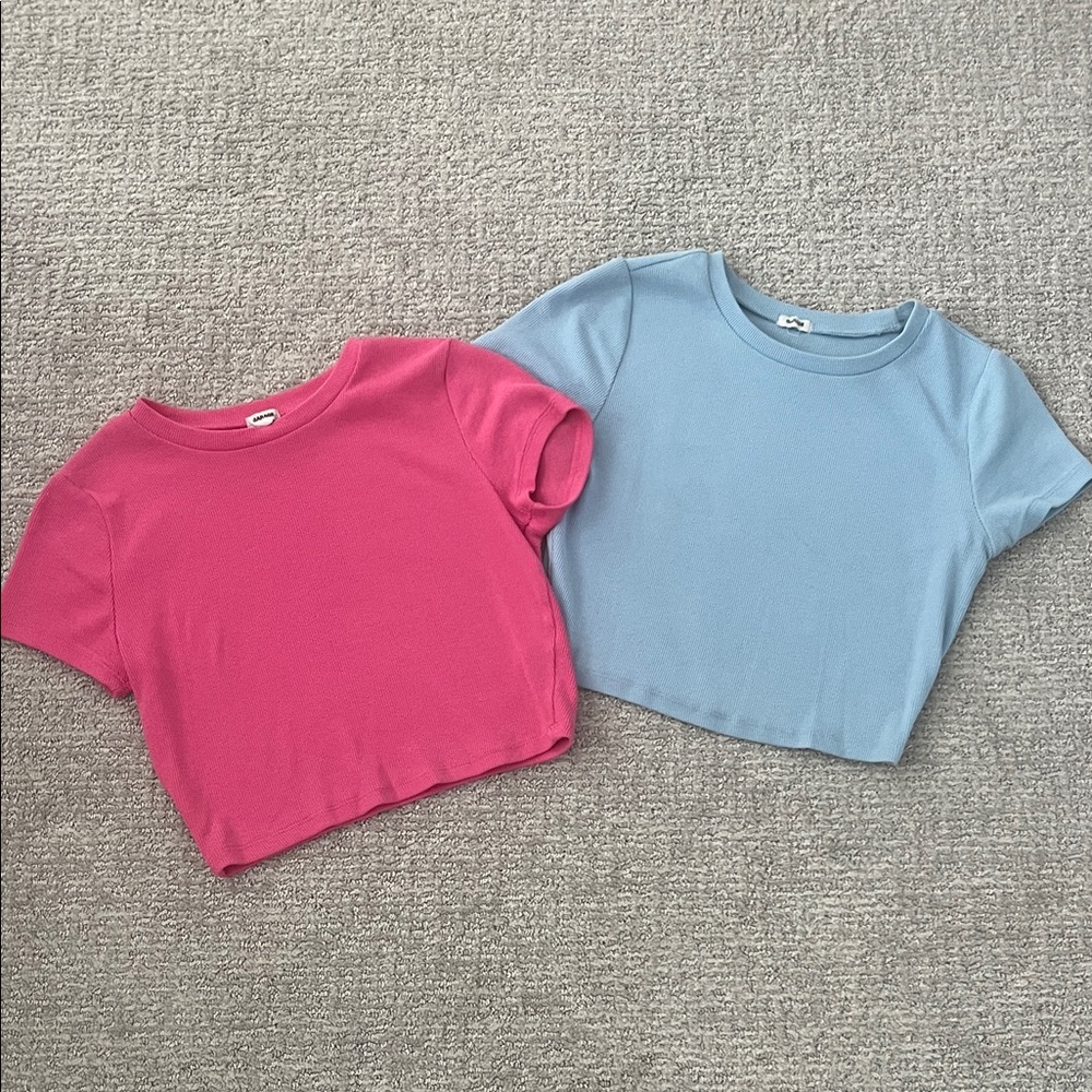 Garage Teeb' Short Sleeve Tees in Pink and Blue